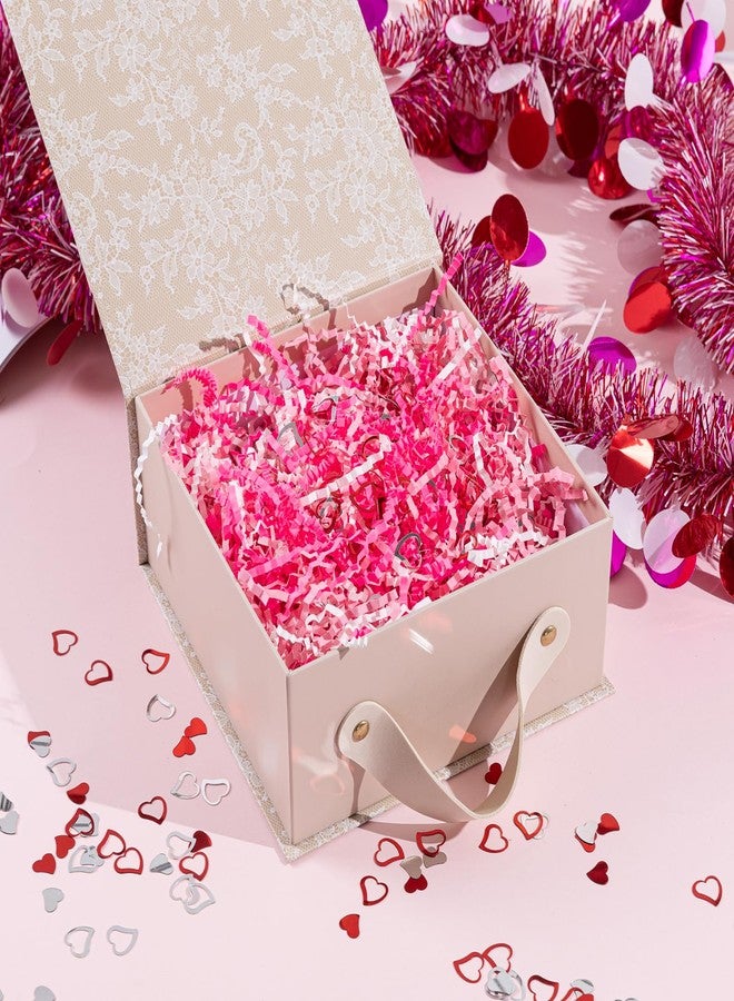 Jocomoni 17.6oz Valentine's Day Crinkle Cut Paper Shred Filler Pink White Crinkle Cut Paper with Heart Confetti Raffia Paper Filler for Gift Wrapping Packaging Filling Party Supply - Image 5